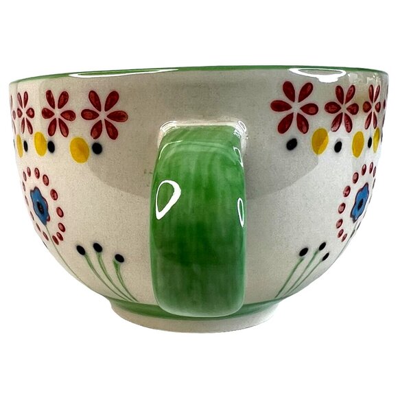 Set Of 2 Hand Painted Ceramic Mugs With Floral Patterns 12oz Anthropologie Style - Picture 9 of 11